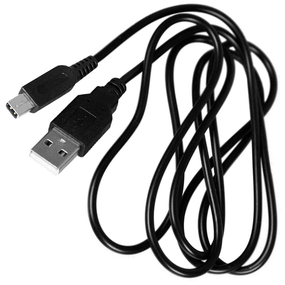Cable de Carga y Datos USB 1,2m Negro Compatible con Ninten DSi,DSi XL,2DS,New 2DS XL,3DS,3DS XL,New 3DS,New 3DS XL Cargador Transferencia Archivos Power Lead