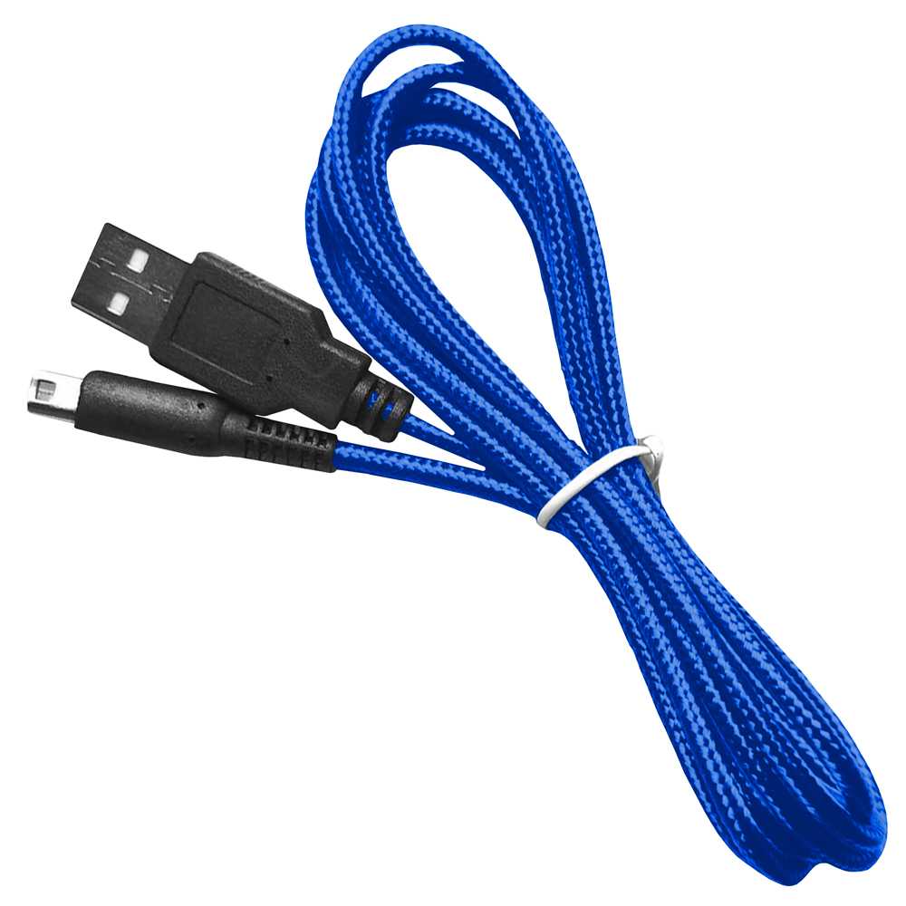 Cable de Carga y Datos USB 1,5m Azul Trenzado Compatible con Ninten DSi,DSi XL,2DS,New 2DS XL,3DS,3DS XL,New 3DS,New 3DS XL Latiguillo Revestido Cargador Transferencia Archivos Power Lead Charger