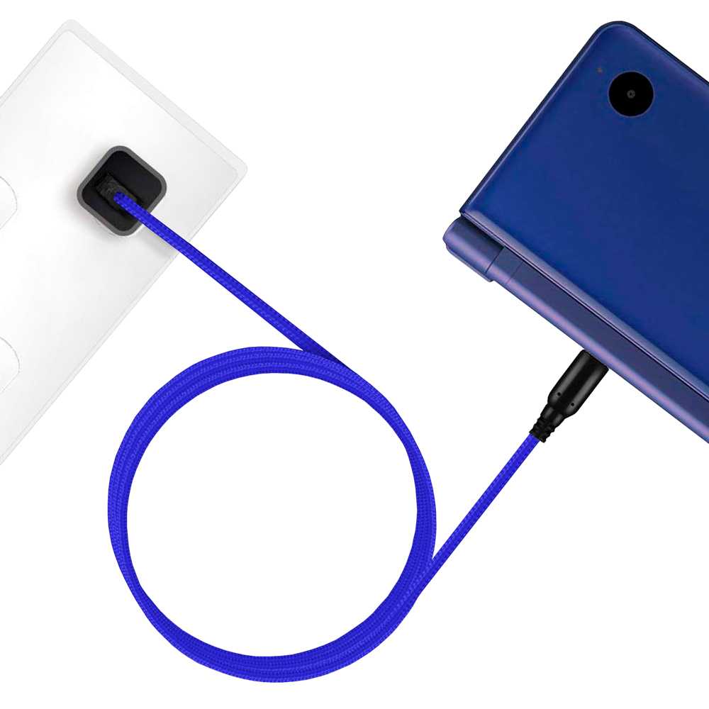 Cable de Carga y Datos USB 1,5m Azul Trenzado Compatible con Ninten DSi,DSi XL,2DS,New 2DS XL,3DS,3DS XL,New 3DS,New 3DS XL Latiguillo Revestido Cargador Transferencia Archivos Power Lead Charger
