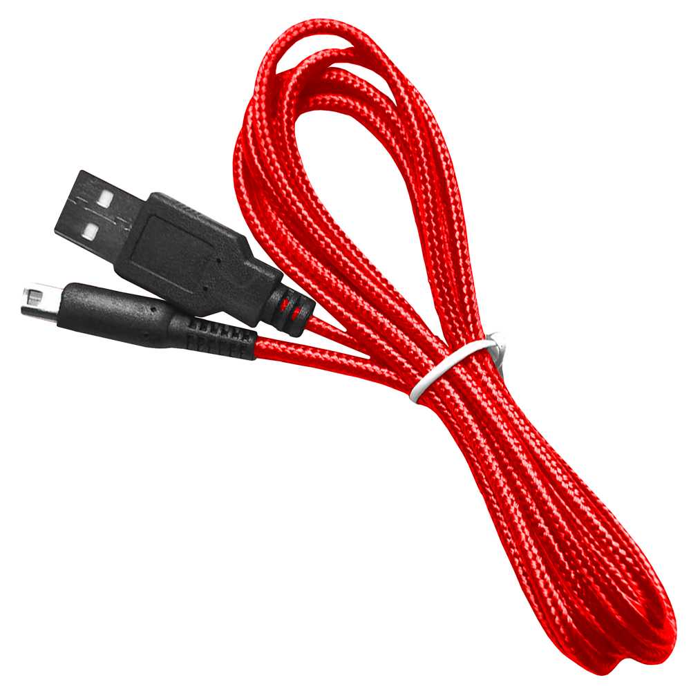 Cable de Carga y Datos USB 1,5m Rojo Trenzado Compatible con Ninten DSi,DSi XL,2DS,New 2DS XL,3DS,3DS XL,New 3DS,New 3DS XL Latiguillo Revestido Cargador Transferencia Archivos Power Lead Charger
