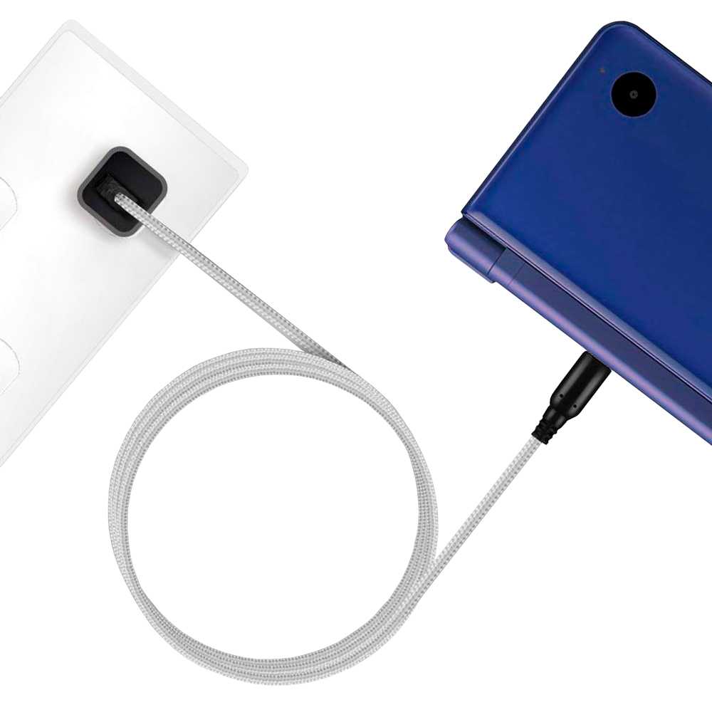 Cable de Carga y Datos USB 1,5m Plateado Trenzado Compatible con Ninten DSi,DSi XL,2DS,New 2DS XL,3DS,3DS XL,New 3DS,New 3DS XL Latiguillo Revestido Cargador Transferencia Archivos Power Lead Charger