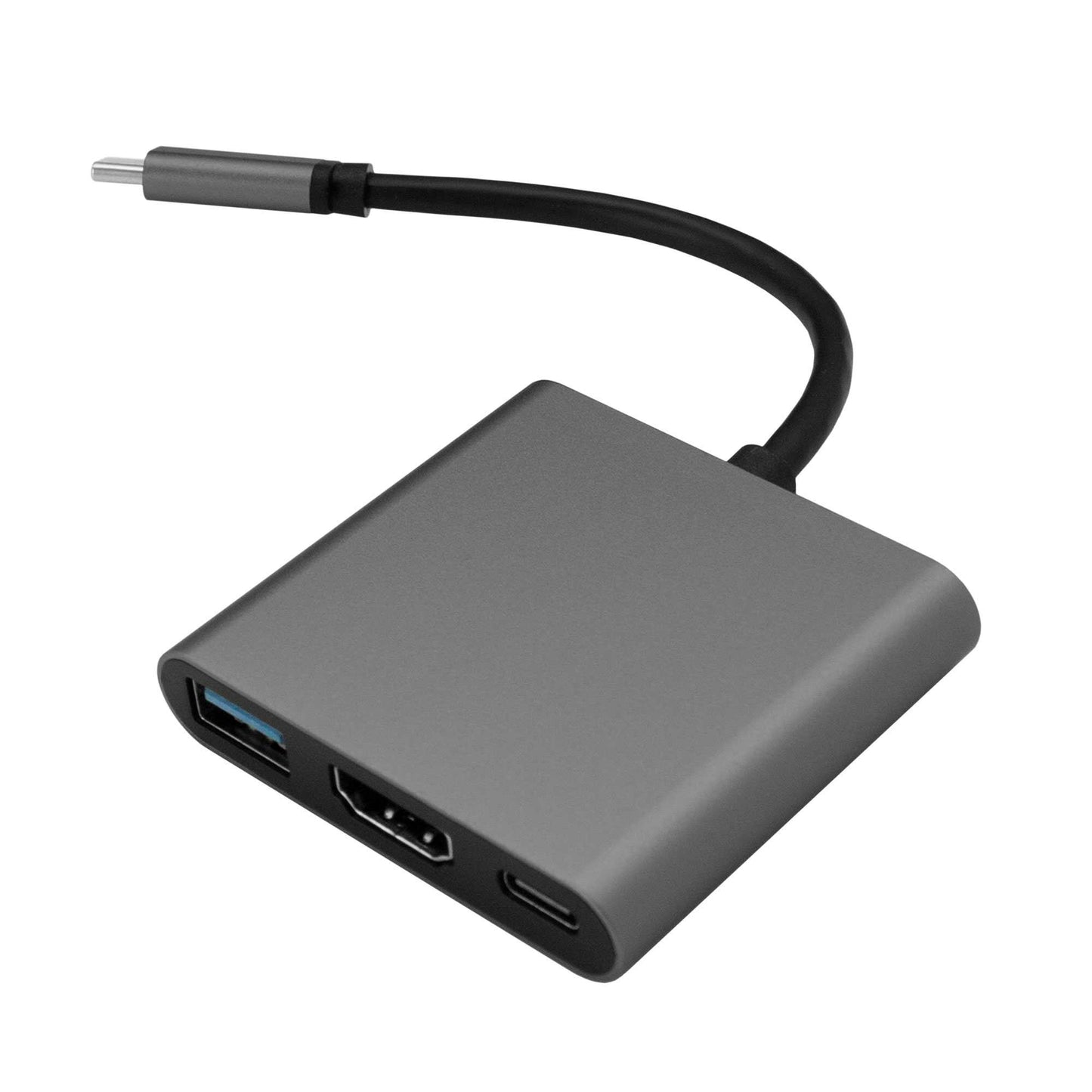 Adaptador de USB 3.1 Tipo C Macho a USB Type A y Salida HDTV Hembras Audio Video Transferencia Datos Gris Negro Cable Conversor USB Tipo C 3.1 Multipuerto Adapter Converter