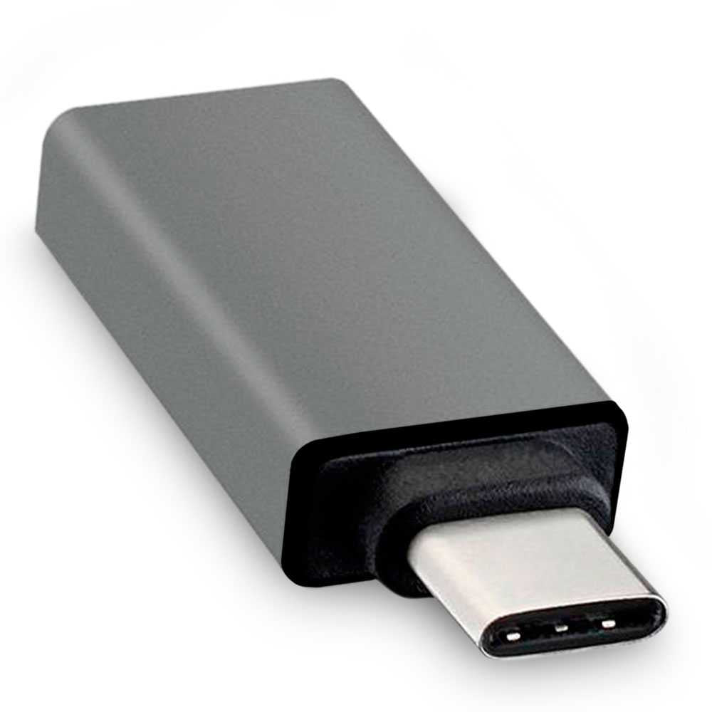 Adaptador de USB 3.0 Hembra a Tipo C Macho Función On The Go Gris para Teléfonos Smartphones Tablets Convertidor OTG