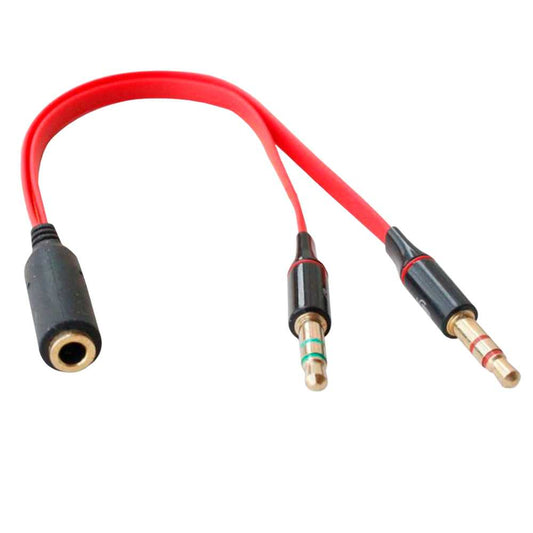Cable Divisor 1 Mini Jack 3.5mm Hembra TRRS a 2 AUX Macho TRS Splitter Separador de Audio Micrófono Auriculares Negro