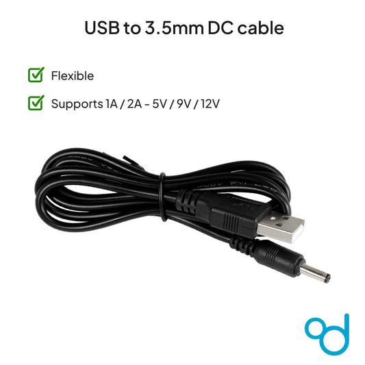 Cable USB Cargador para Tablet Android MP3 3.5mm 5V 2A Alimentacion DC Negro