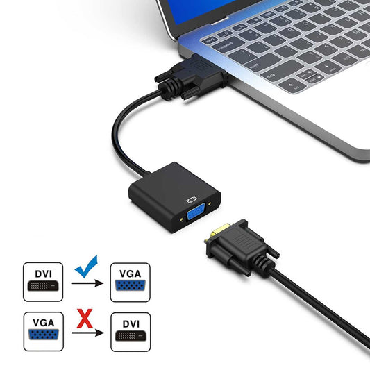 Cable Conversor Activo DVI-D 24+1 Macho (Dual-Link) VGA Hembra Negro Compatible con 1080p / 3D Cable de extensión Convertidor 25cm