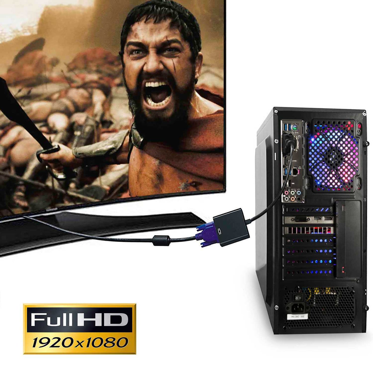 Cable Conversor Activo DVI-D 24+1 Macho (Dual-Link) VGA Hembra Negro Compatible con 1080p / 3D Cable de extensión Convertidor 25cm