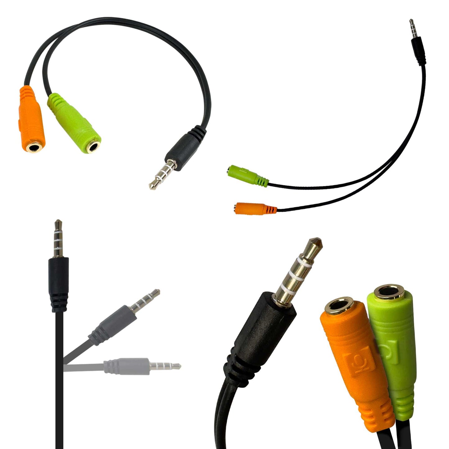 Cable Adaptador Separador Splitter Divisor Audio Y Micrófono Conector Jack 3.5mm 1Macho-2Hembra para Mando Consolas