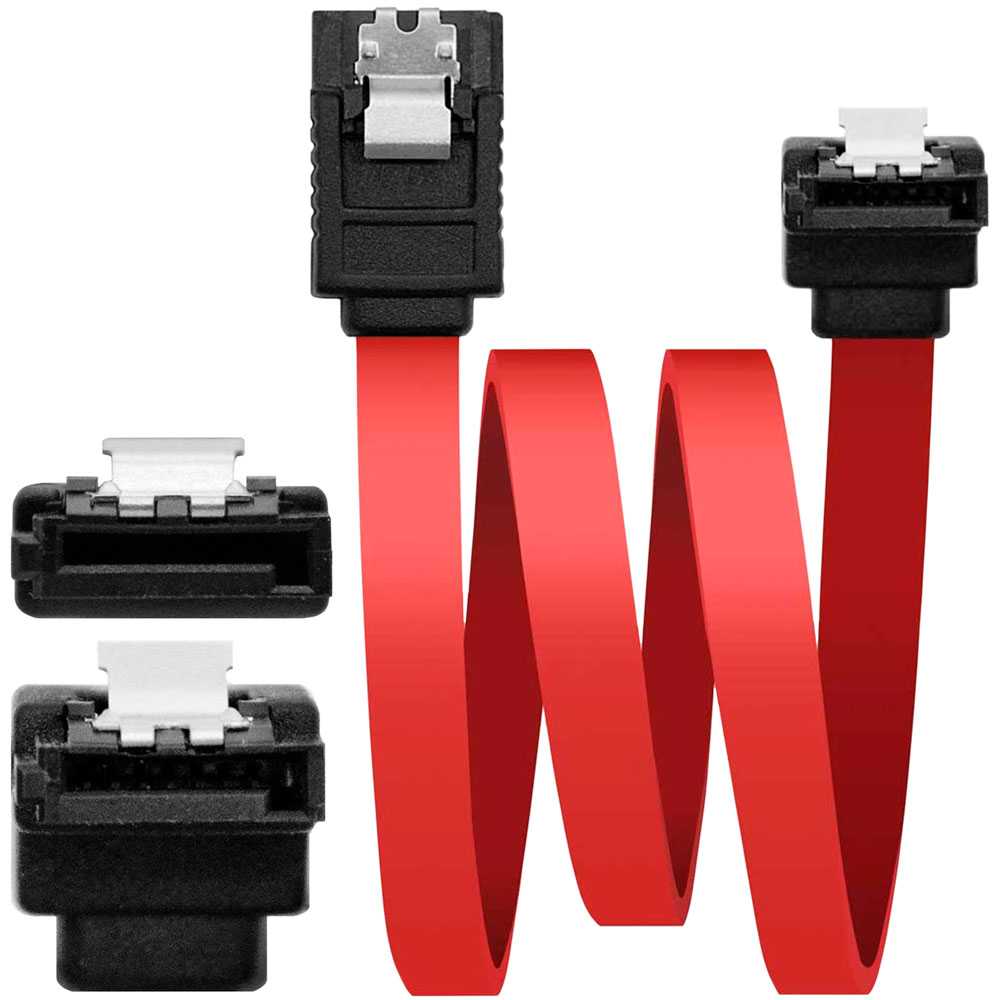NANOCABLE 10.18.0301 Cable SATA 0.5m Acodado de Datos con Anclajes Conector en Forma Codo 90º Grados Macho Clip Rojo