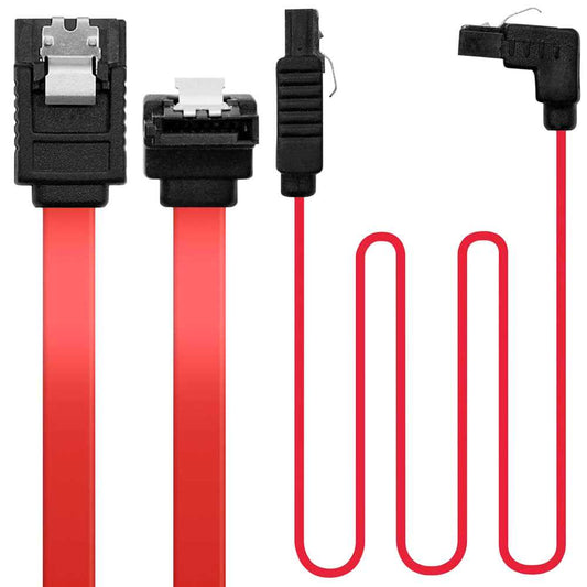 NANOCABLE 10.18.0301 Cable SATA 0.5m Acodado de Datos con Anclajes Conector en Forma Codo 90º Grados Macho Clip Rojo