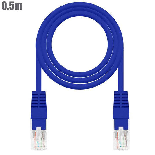 Cable de Red Latiguillo Conector Clavija RJ45 Cat.6 UTP AWG24 0.5m Azul NANOCABLE Ethernet Patch LAN Blue 10.20.0400-BL
