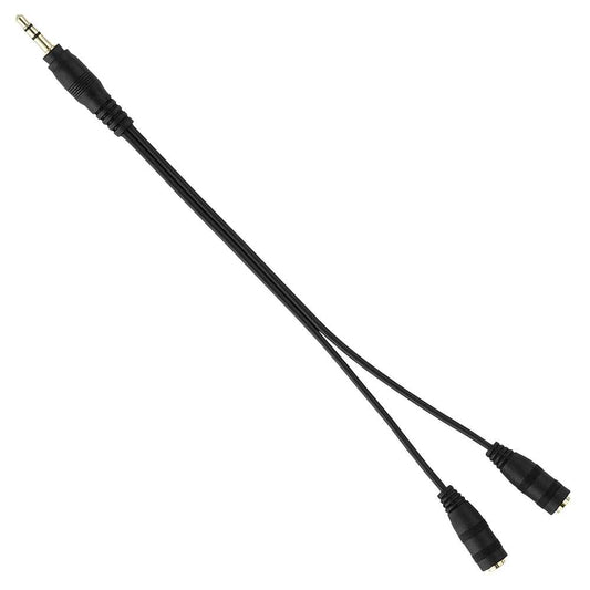 Adaptador Divisor de Mini Jack 3.5mm Macho a 2 Hembras Negro Cable Splitter Audio Duplicador para Auriculares Altavoces