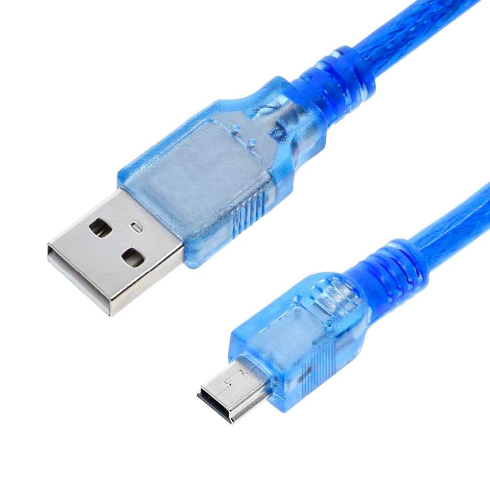 Câble Cordon de Charge et Données USB 2.0 Type A Vers Mini B 5 Broches Pin Mâle 30 cm Bleu Compatible Nano V3.0
