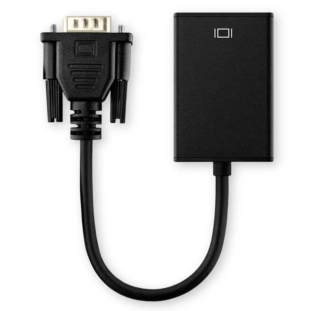 Cable Adaptador VGA Macho a HDTV Hembra con Salida de Audio MIni Jack 3,5mm Negro Convertidor Conversor HDTV 1080p