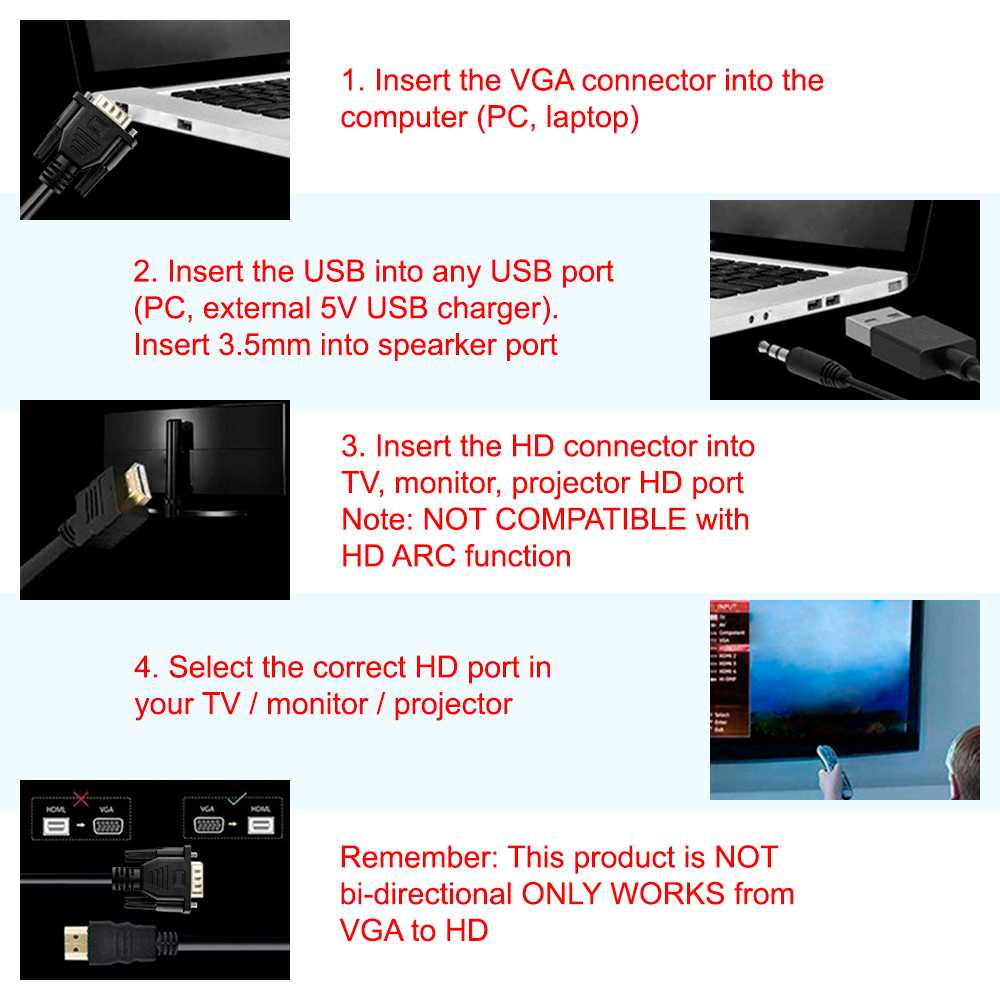 Cable Adaptador VGA Macho a HDTV Hembra con Salida de Audio MIni Jack 3,5mm Negro Convertidor Conversor HDTV 1080p