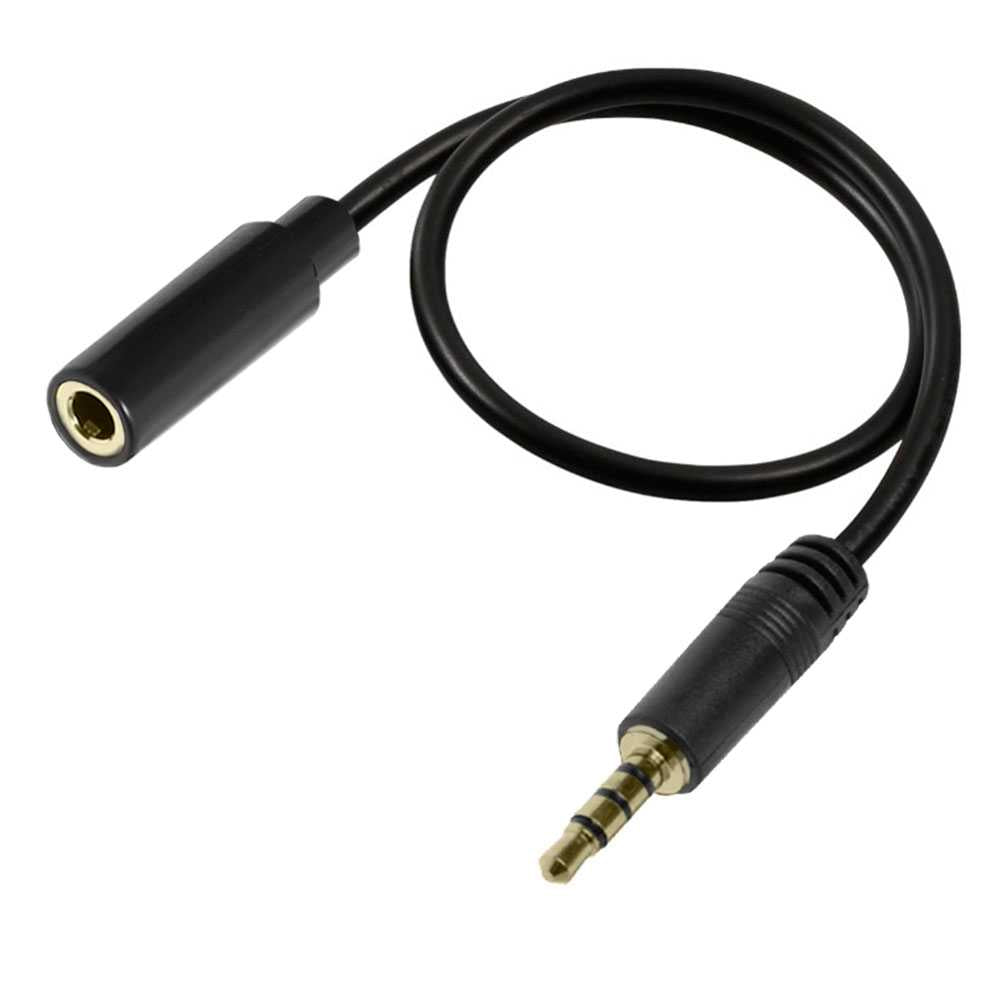 Cable de Audio con Micro 1m Negro Alargador Mini Jack 3.5mm OMTP TRRS 4 Polos Macho a Hembra Estéreo para Teléfonos PC