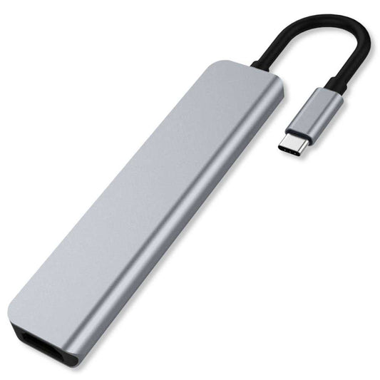 Cable Adaptador 7 en 1 USB Tipo C 3.1 Plata USB A Lector de Tarjetas Micro SD HDTV para PC Ordenador Mesa Portátil