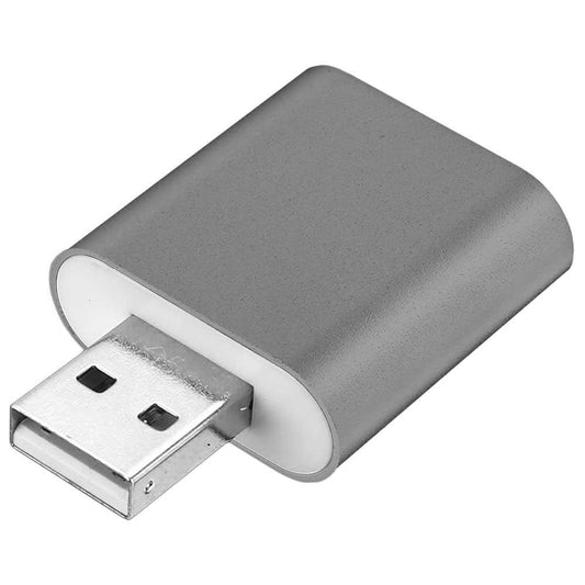 Tarjeta de Sonido USB 2.0 GF2419 Plata 2 Jack 3.5mm Entrada Micrófono Salida Altavoces Auriculares Sonido Estéreo