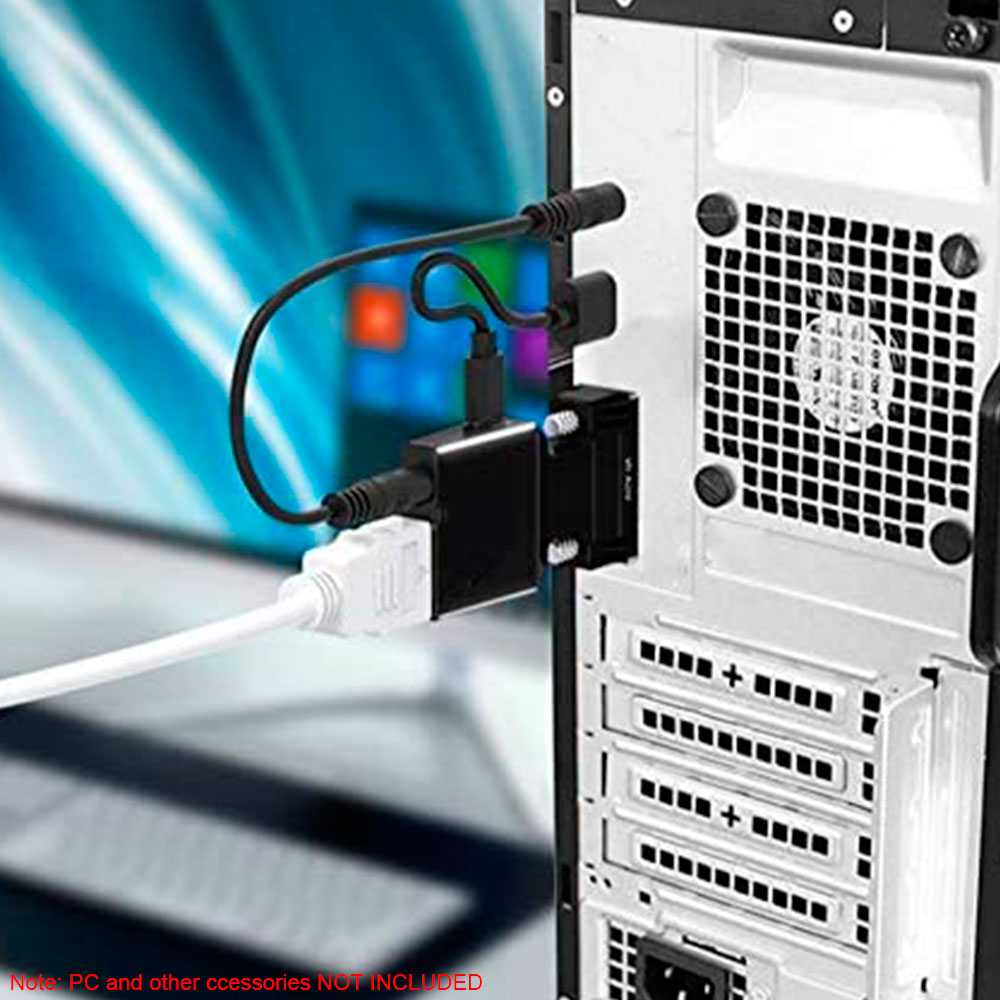 Convertidor de VGA Analógico Macho a HDMI Digital Hembra Negro Adaptador Conversor Video Audio Sonido Mini Jack 3.5mm