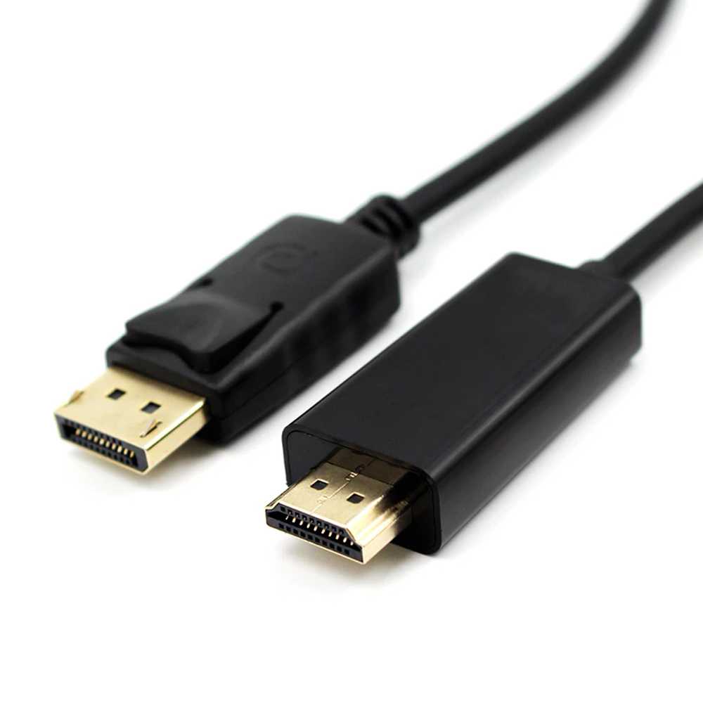 Cable Displayport DP a HDTV 1,8m Negro Resolución 4K x 2K Full HD 2160p Macho para Monitor Proyector TV
