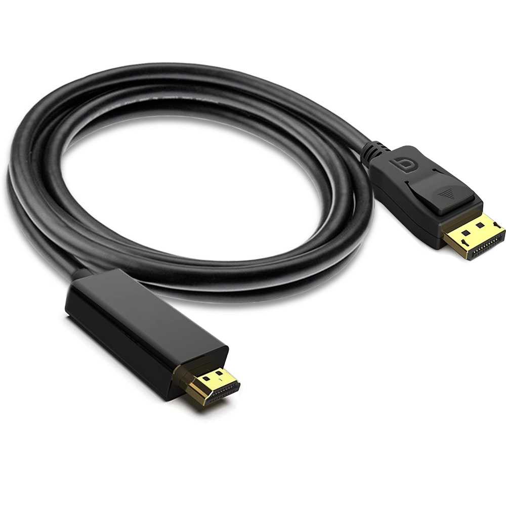 Cable Displayport DP a HDTV 1,8m Negro Resolución 4K x 2K Full HD 2160p Macho para Monitor Proyector TV