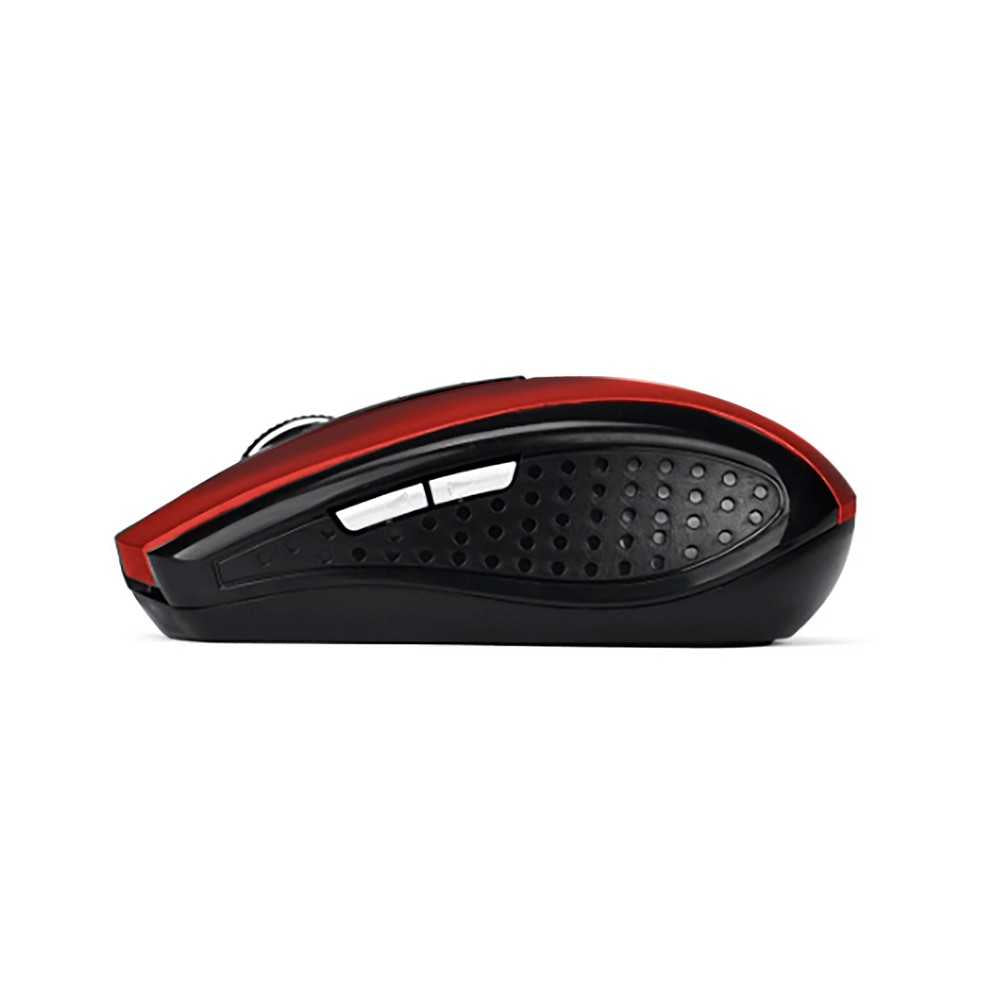Ratón Óptico Inalámbrico 6 Botones con Receptor USB 1600 DPI Ajustable para PC Ordenador Rojo Mouse Sin Cables