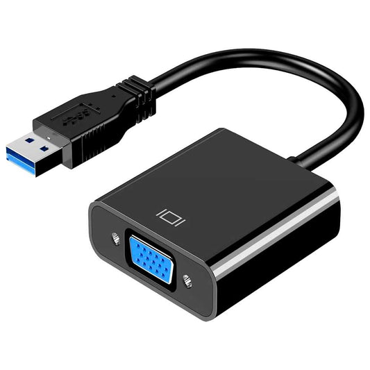 Adaptador de USB 3.0 a VGA SVGA Soporta Resolución de Imagen Hasta 1080p, Color Negro, para PC, Ordenador Portátil, Monitores, Proyectores, Admite Full HD