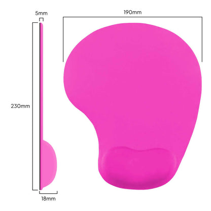 Alfombrilla de Ratón con Reposamuñecas de Gel, ergonómica, de Color Fucsia, Base de Goma Antideslizante, 23 cm x 19 cm