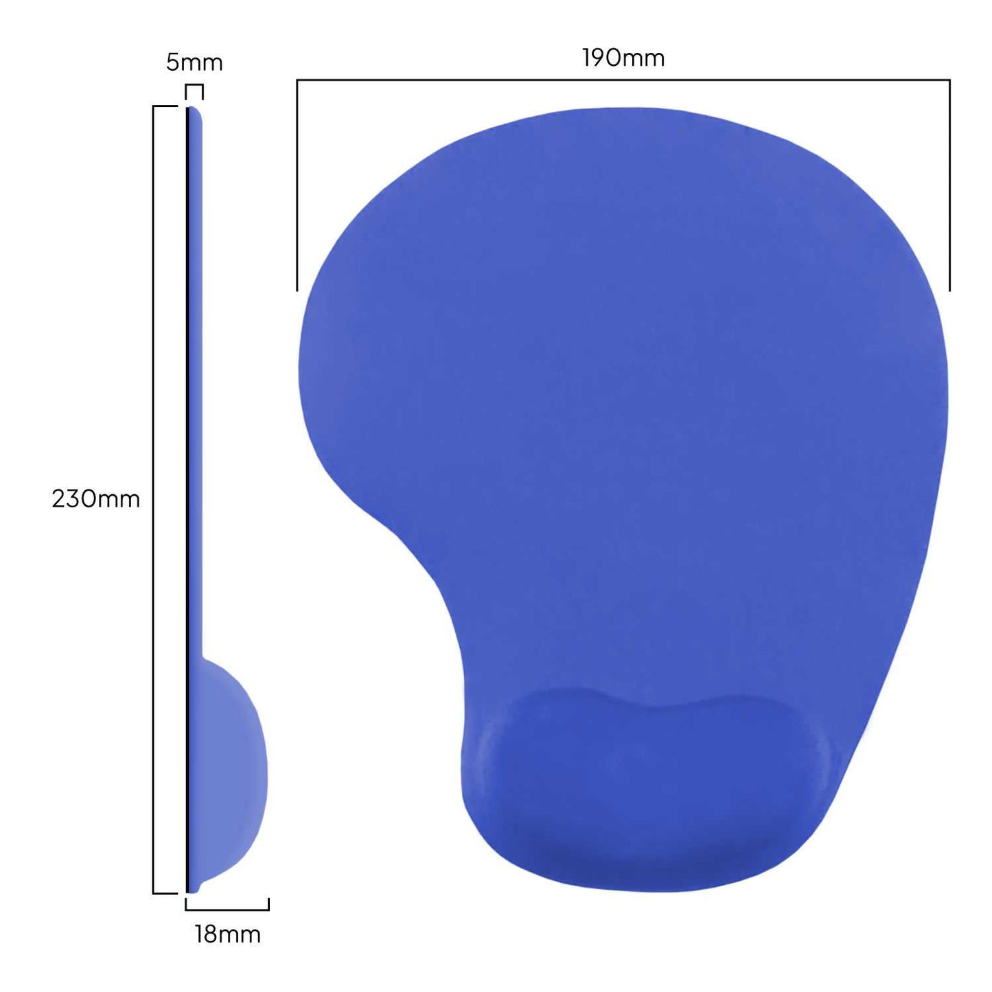 Alfombrilla de Ratón con Reposamuñecas de Gel, ergonómica, de Color Azul, Base de Goma Antideslizante, 23 cm x 19 cm