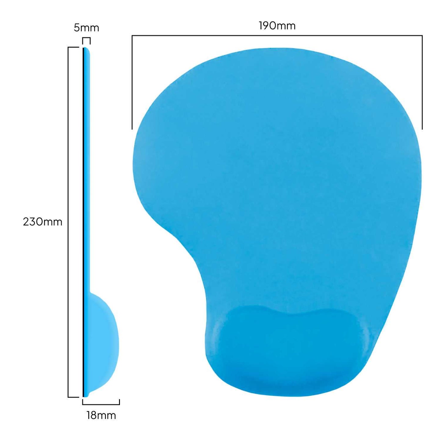 Alfombrilla de Ratón con Reposamuñecas de Gel, ergonómica, de Color Azul Claro, Base de Goma Antideslizante, 23 cm x 19 cm