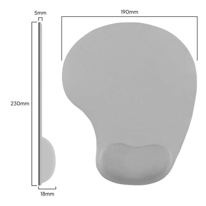 Alfombrilla de Ratón con Reposamuñecas de Gel, ergonómica, de Color Gris, Base de Goma Antideslizante, 23 cm x 19 cm