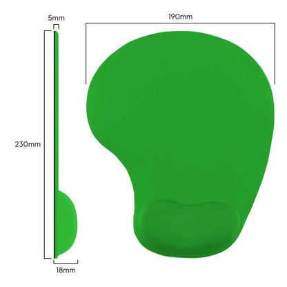Alfombrilla de Ratón con Reposamuñecas de Gel, ergonómica, de Color Verde, Base de Goma Antideslizante, 23 cm x 19 cm