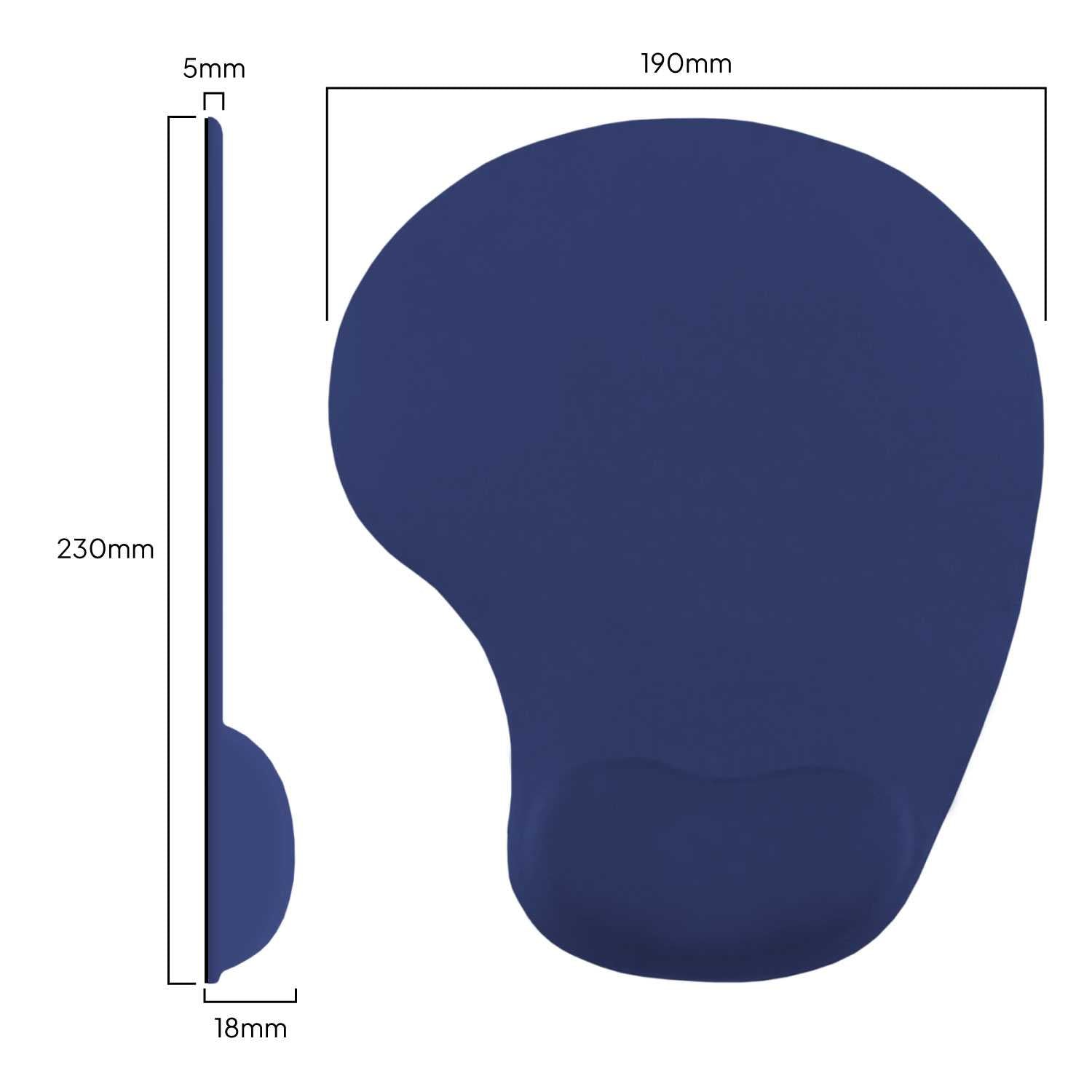 Alfombrilla de Ratón con Reposamuñecas de Gel, ergonómica, de Color Azul Oscuro, Base de Goma Antideslizante, 23 cm x 19 cm