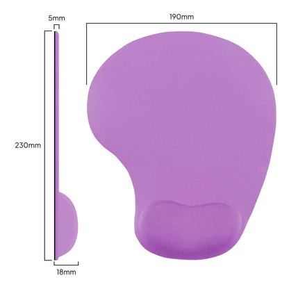 Alfombrilla de Ratón con Reposamuñecas de Gel, ergonómica, de Color Violeta, Base de Goma Antideslizante, 23 cm x 19 cm