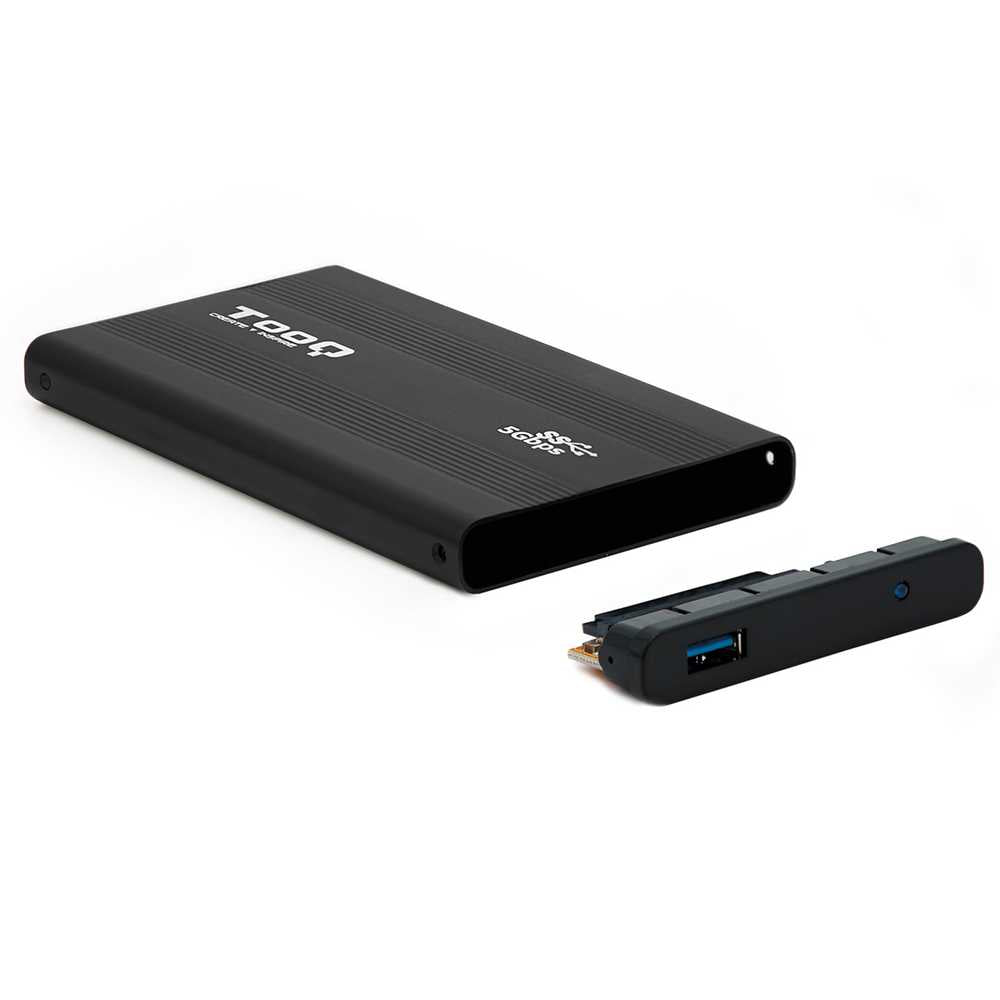 Tooq TQE-2524B Caja Externa USB 3.0 Ligera para Disco Duro SATA de 2.5 Pulgadas Negra Carcasa Discos Duros HDD/SSD