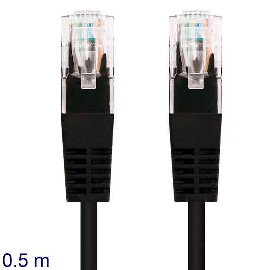 NANOCABLE Cable de Red RJ45 LAN Local Area Network para PC Ordenador Portátil PS3 PS4 Negro 10.20.0100-BK 0.5m Cat.5e