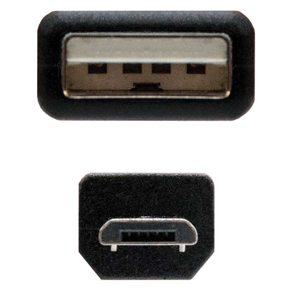Nanocable 10.01.0500 0.8m Cable USB 2.0 Tipo A Micro Type B Doble Macho Negro para Smartphones Tablets MP3 MP4 MicroUSB