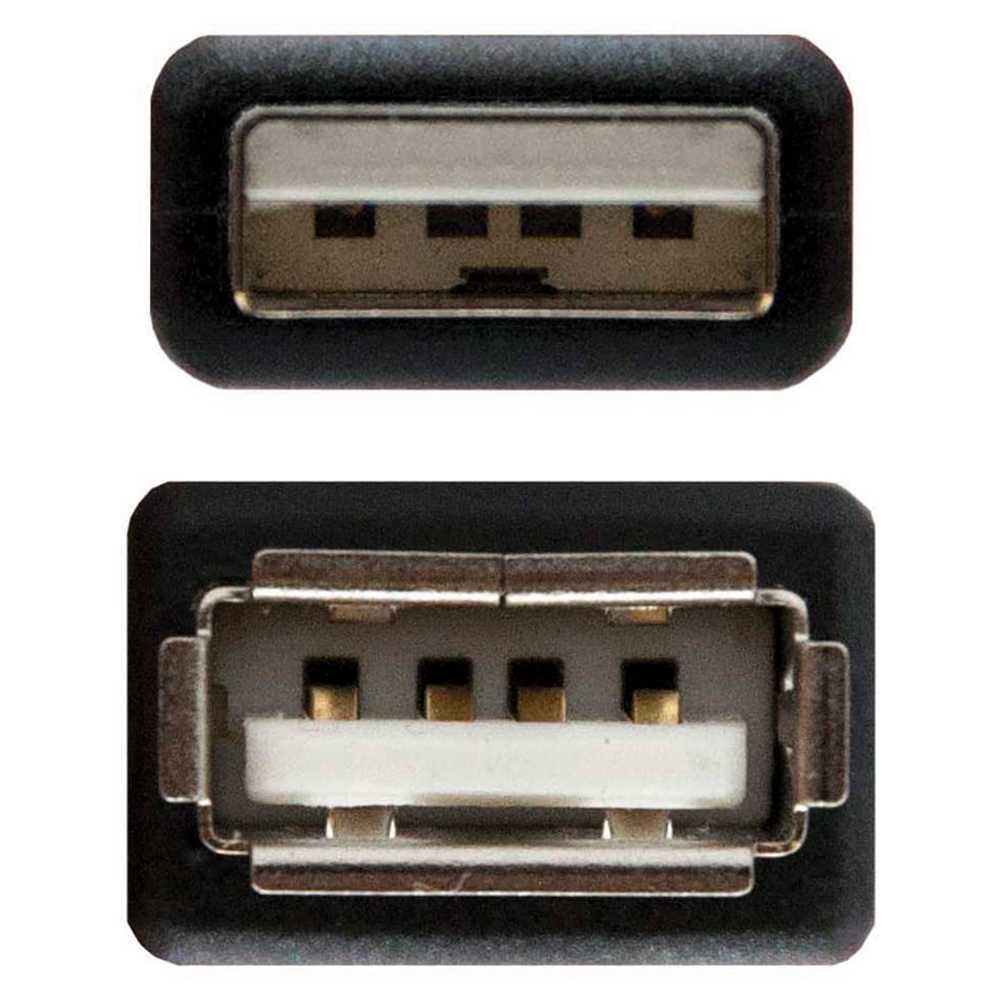 NANOCABLE Cable Conector USB 2.0 Tipo A de Macho Hembra Negro 10.01.0203-BK 1.8m Latiguillo Alargador Prolongador M/H
