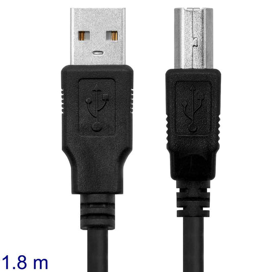 NANOCABLE Cable USB 2.0 Macho para Impresora Tipo A/M-B/M Negro 10.01.0103-BK 1,8m Compatible Epson Canon Brother HP