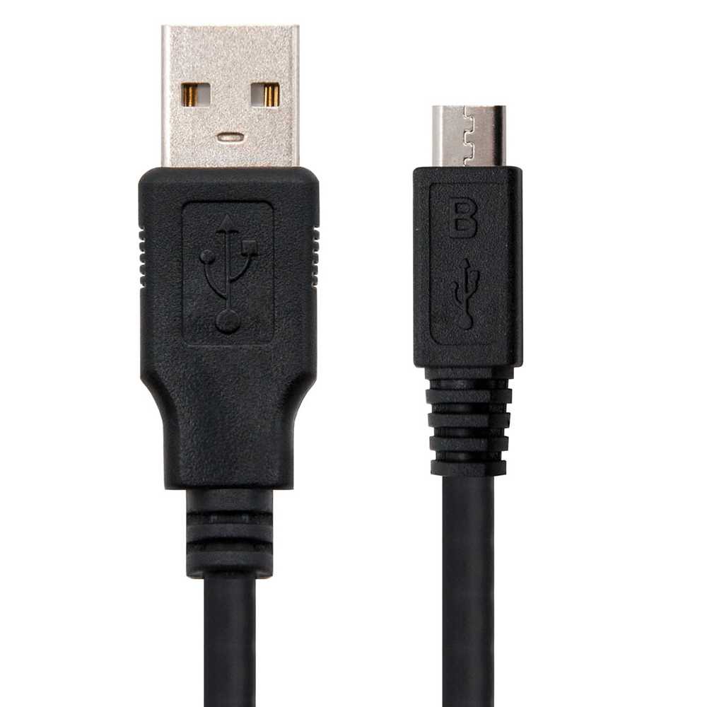NANOCABLE Cable USB 2.0 Tipo A Micro Type B Doble Macho Negro 10.01.0501 1.8m para Smartphones Tablets MP3 MP4 MicroUSB