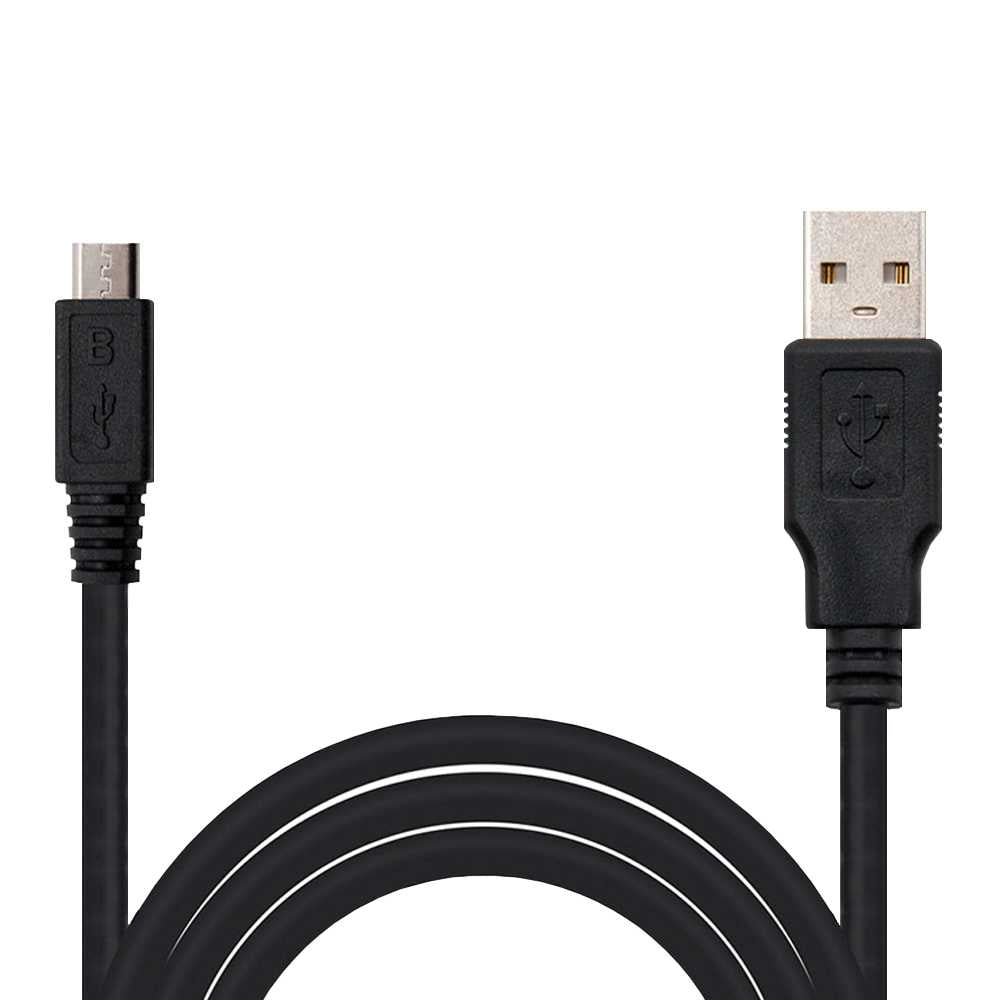 NANOCABLE Cable USB 2.0 Tipo A Micro Type B Doble Macho Negro 10.01.0501 1.8m para Smartphones Tablets MP3 MP4 MicroUSB