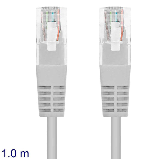NANOCABLE Cable de Red RJ45 LAN Local Area Network para PC Ordenador Portátil PS3 PS4 TV Gris 10.20.0101 1m Cat.5e
