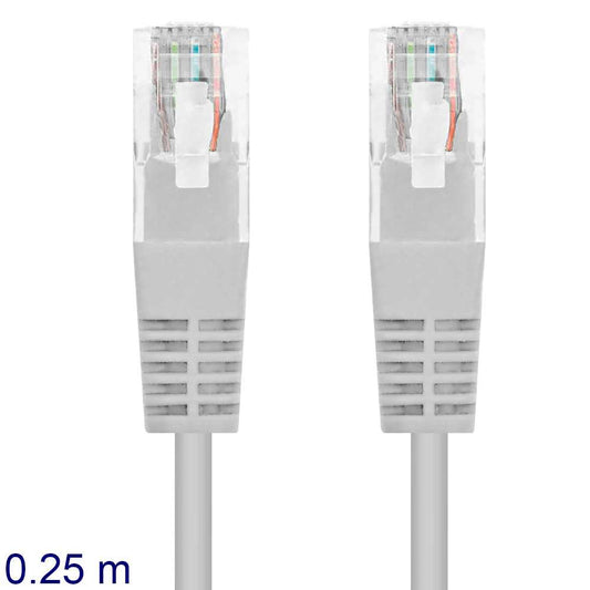 NANOCABLE Cable de Red RJ45 LAN Local Area Network para PC Ordenador Portátil PS3 PS4 Gris 10.20.0100-L25 25cm Cat.5e