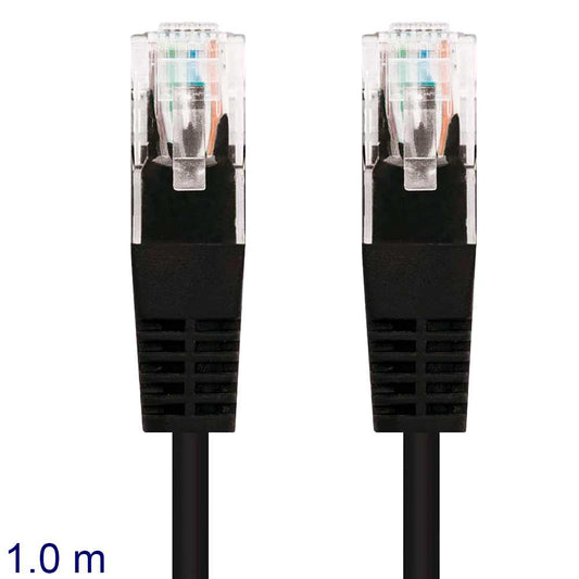NANOCABLE Cable de Red RJ45 LAN Local Area Network para PC Ordenador Portátil PS3 PS4 TV Negro 10.20.0401-BK 1m Cat.6