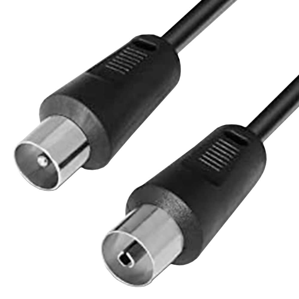 NANOCABLE Cable Coaxial 75 Ohm para Sat Antena TV de Macho a Hembra Color Negro 10.26.0202 1.8m Clavija Televisor