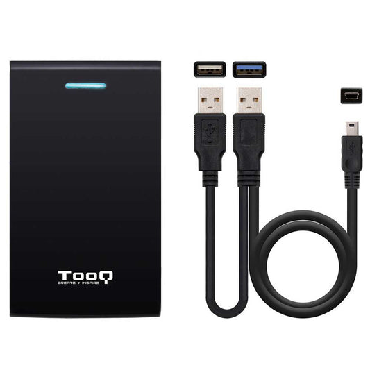 Tooq TQE-2526B Caja Externa USB 3.0 Ligera para Disco Duro SATA de 2.5 Pulgadas Negra Carcasa Discos Duros HDD/SSD