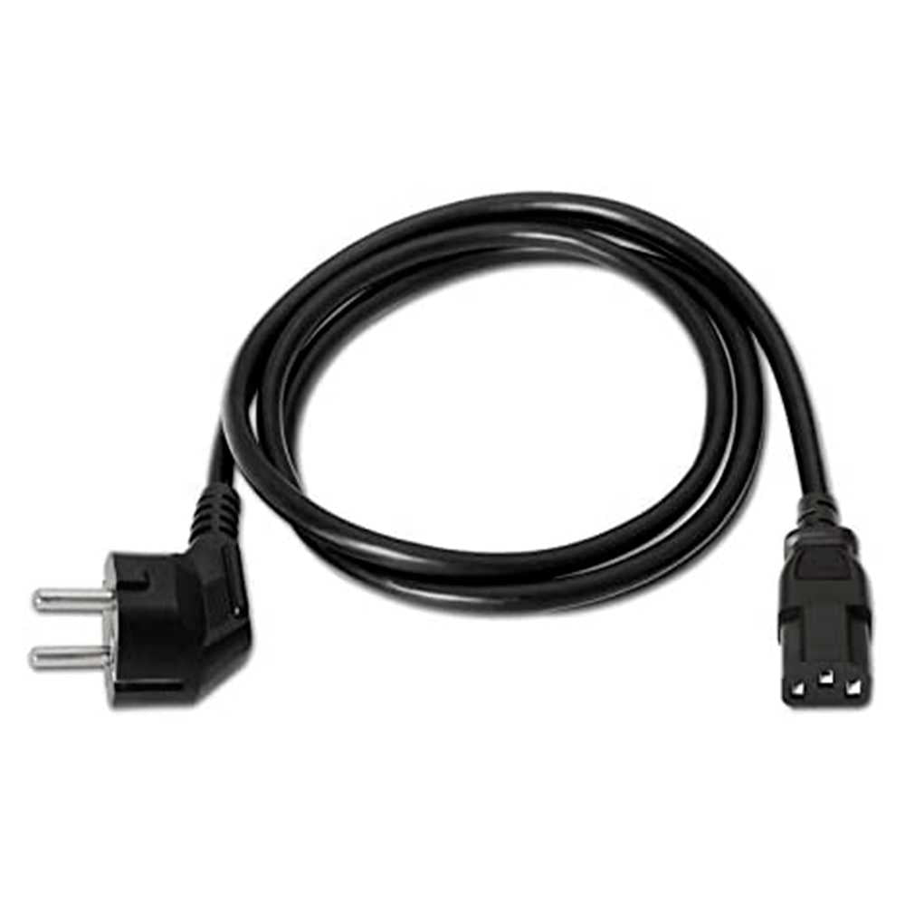 NANOCABLE 10.22.0103 3m Cable Alimentación Negro Enchufe Schuko 10A CEE7/M-C13/H Acodado para PC Monitor Impresora