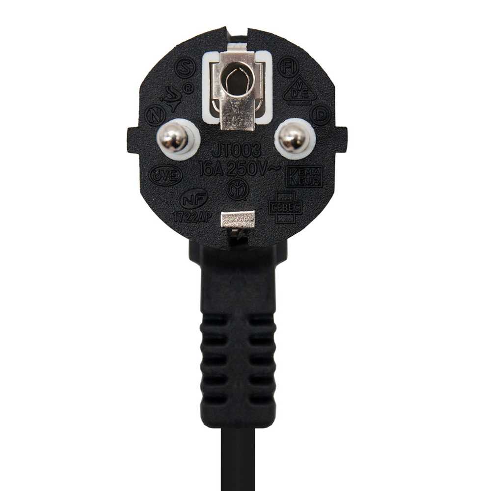 NANOCABLE 10.22.0103 3m Cable Alimentación Negro Enchufe Schuko 10A CEE7/M-C13/H Acodado para PC Monitor Impresora
