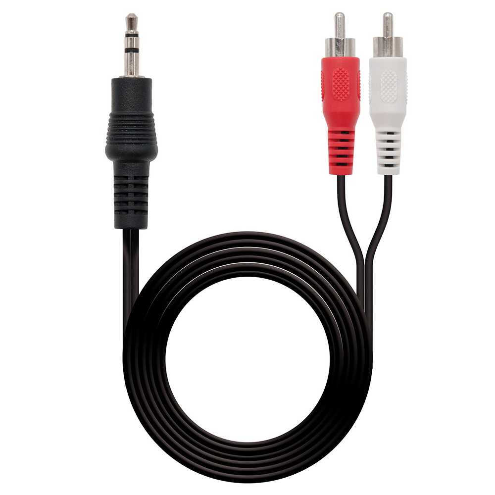 Nanocable 10.24.0301 1,5m Cable Adaptador de Audio Jack 3,5mm a 2 RCA L/R Machos Conversor Sonido Estereo Analogico MiniJack 3,5 mm Doble RCA M/M-M