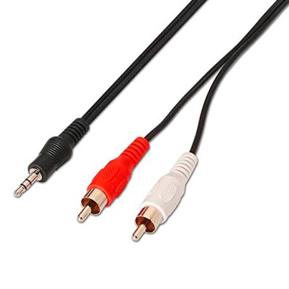 Nanocable 10.24.0301 1,5m Cable Adaptador de Audio Jack 3,5mm a 2 RCA L/R Machos Conversor Sonido Estereo Analogico MiniJack 3,5 mm Doble RCA M/M-M